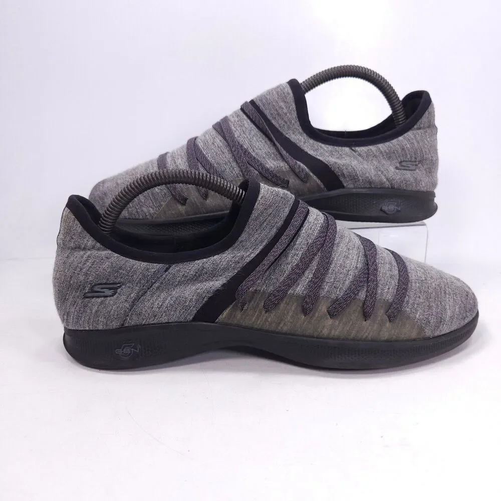 Skechers Goga Max Lite Athletic Slip On Shoe Womens Size 9.5 14751 Gray Black